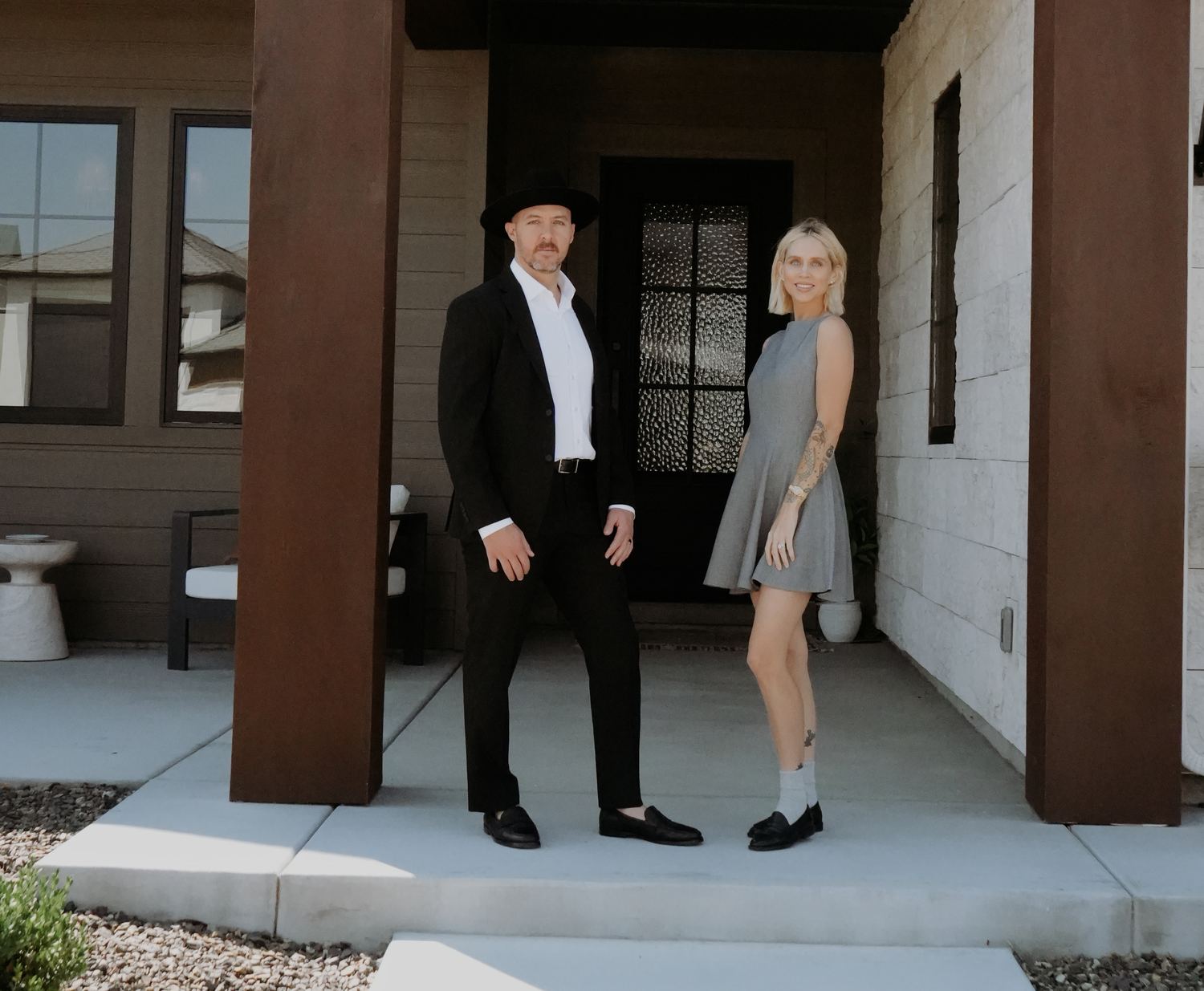 Mitch and Kellie Wahl at the entry of a Treasure Valley home